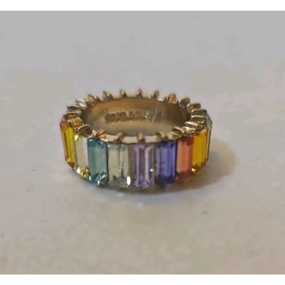 Sugarfix Multicolor Crystal Baguette Ring - Size 8